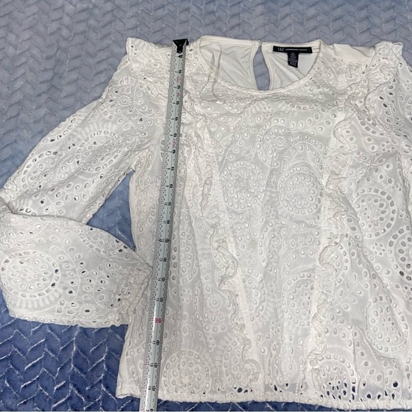 INC Eyelet Bohemian Ruffle Blouse Top Size XS - Picture 6 of 6